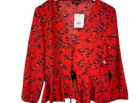 Top Long Sleeve By Topshop In Red, Size: 12 Hot on Sale