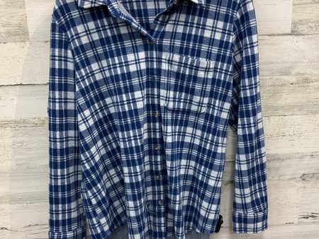 Jacket Shirt By Terra & Sky In Blue & White, Size: L Cheap